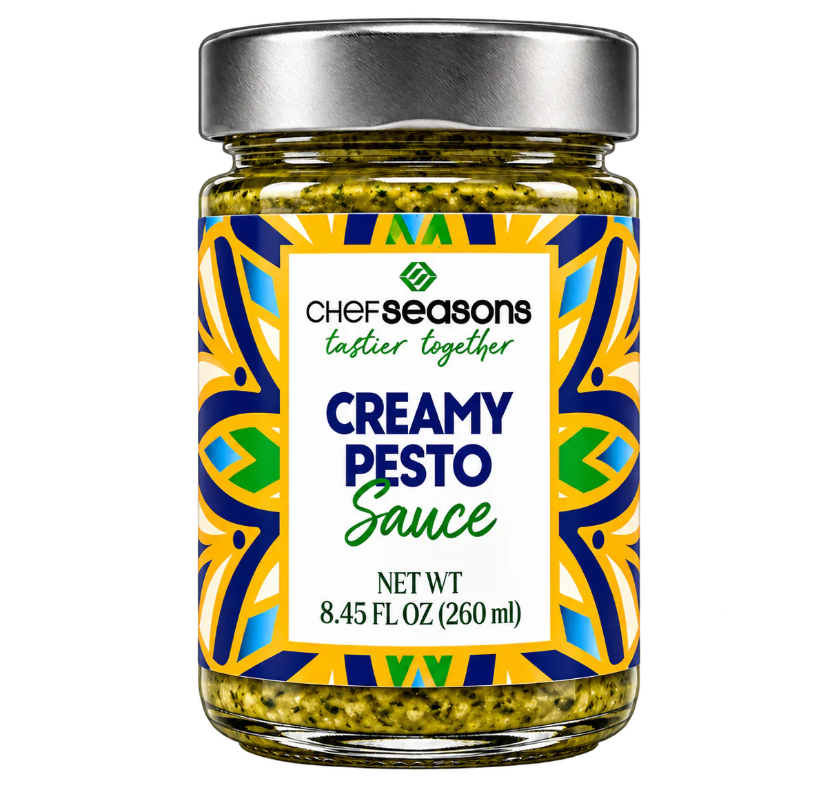 Chef Seasons Creamy Pesto Sauce, original product packaging