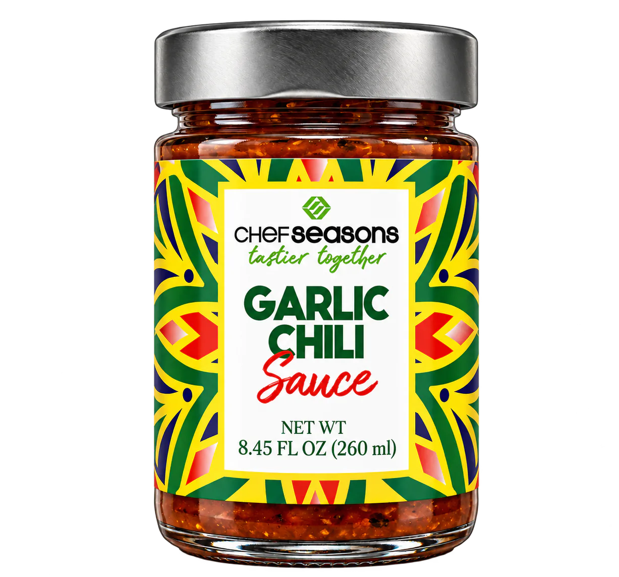 Chef Seasons Garlic Chili Sauce, original product packaging